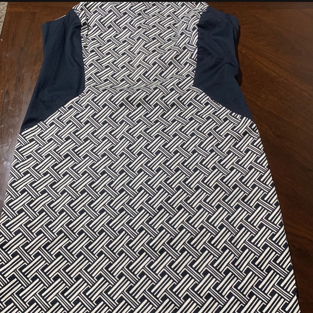 Banana Republic Navy Blue and white Crepe Shift Dress.